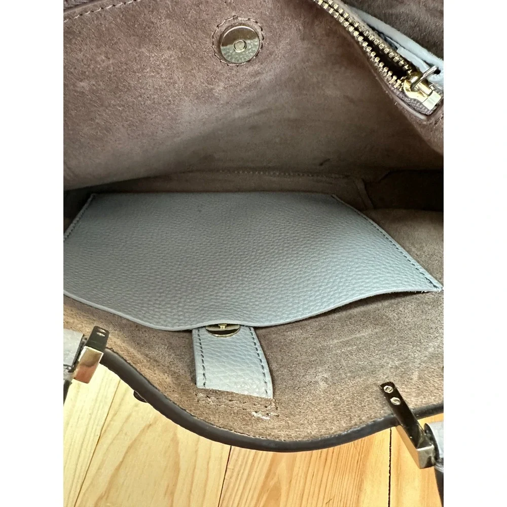 Kate Spade Satchel Crossbody Pebble Leather Bow Detail Gray Handbag‎